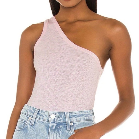 Sundry Tops - SUNDRY PINK RIBBED ONE SHOULDER TANK TOP WOMENS SZ 0